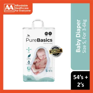 Applecrumby PureBasics Baby Tape Diaper Size S 54's 2's (For 3-6kg)