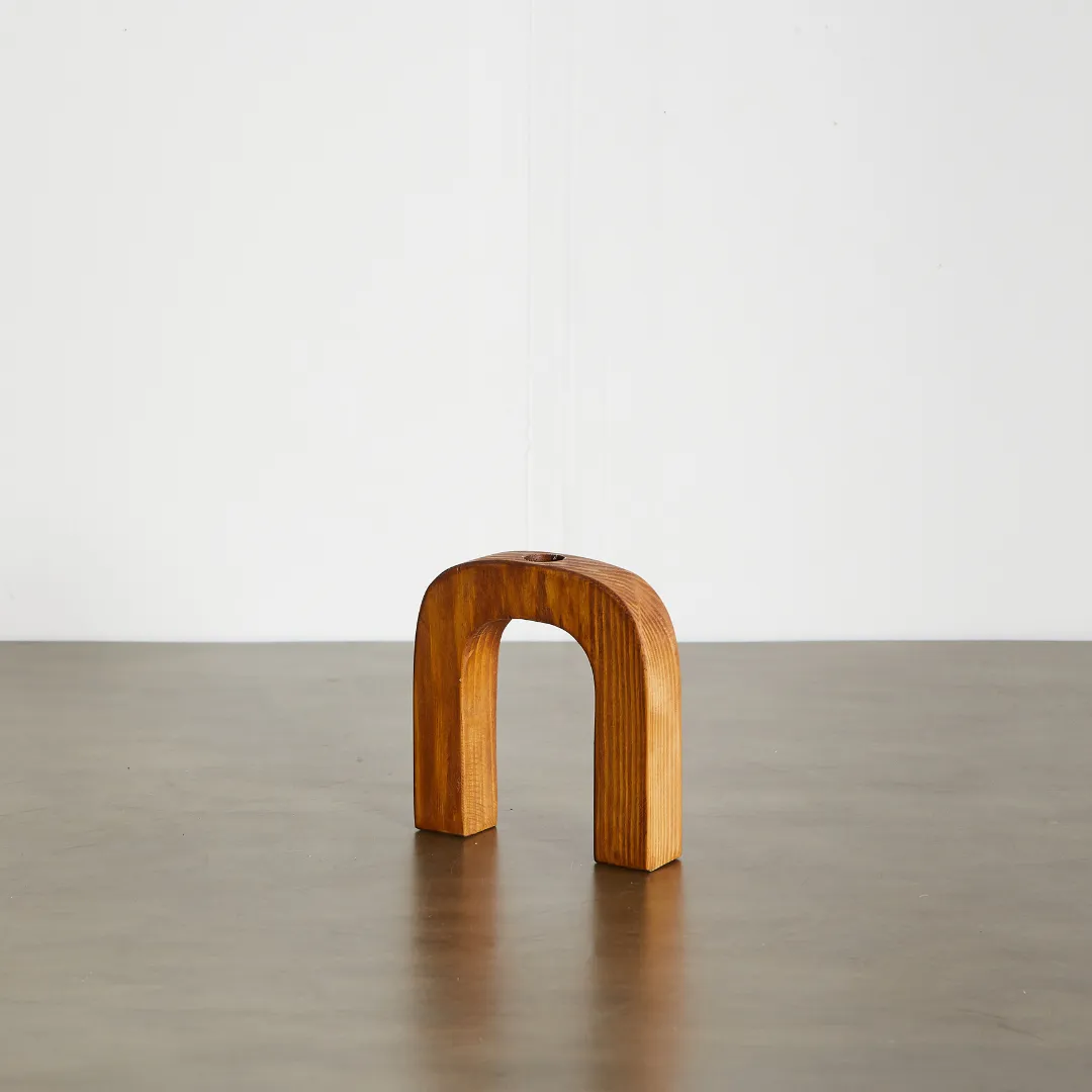 Arch Wooden Taper Candlestick Holder