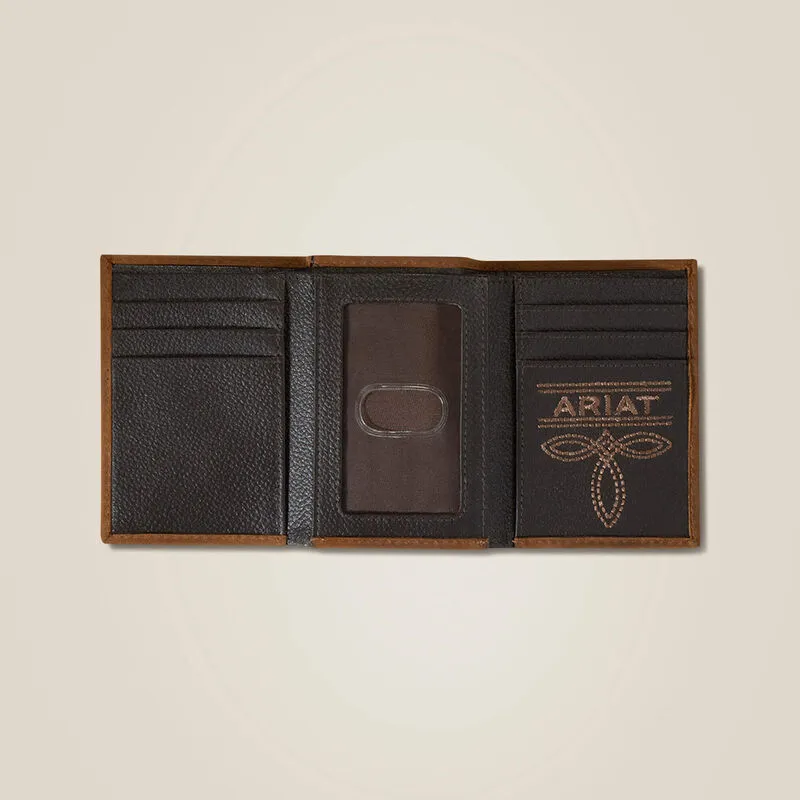 Ariat Brown Flag Shield Tri-Fold Wallet