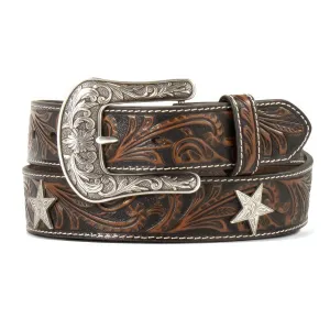 Ariat Scroll Embossed Star Conchos Brown Girls Belt