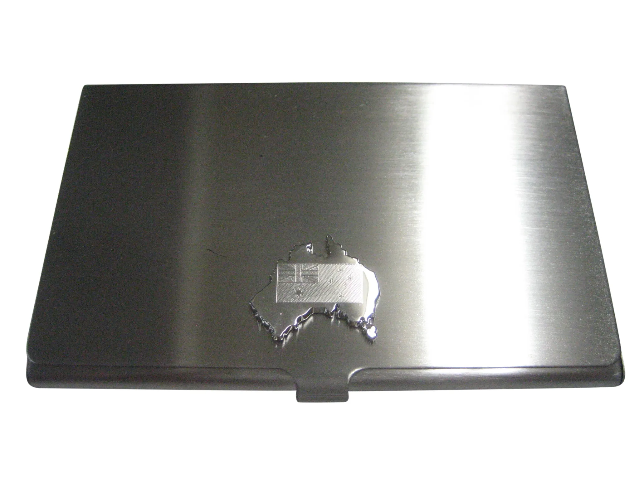 Australia Map Shape with Engraved Flag Business Card Holder