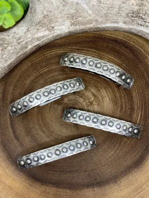 Barbary Sterling 11 Dot Stamped Rectangle Barrette