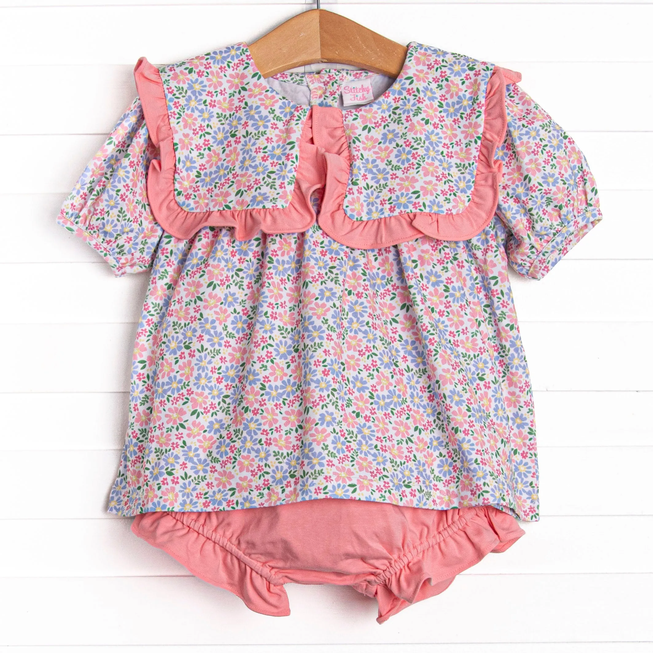 Bibsy Blooms Diaper Set, Pink