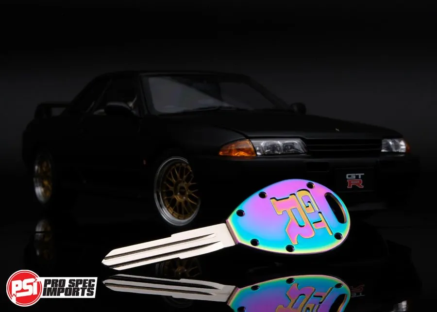 Billet Titanium R32 / R33 Skyline GTR Key Blank - Neo Chrome