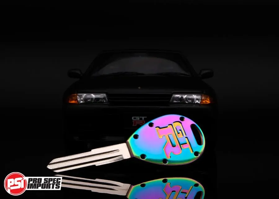 Billet Titanium R32 / R33 Skyline GTR Key Blank - Neo Chrome