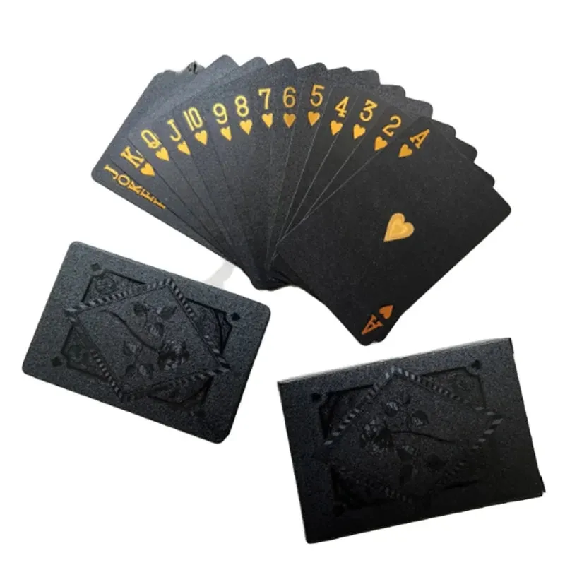 Black Gold Color Playing Card Game Card Deck Waterproof Poker Suit Magic Package Board Game Gift