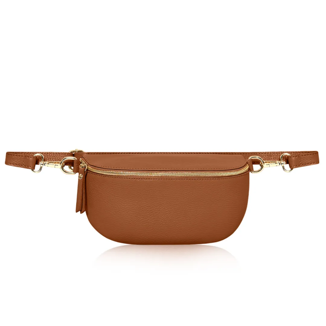 Black LARGE Leather Bum Bag