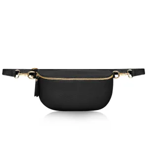 Black LARGE Leather Bum Bag