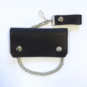 Black leather oil tanned soft biker wallet