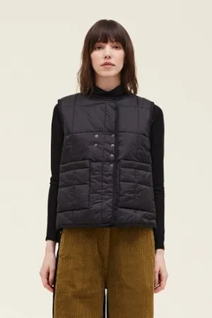 Black Quilted Mandarin Vest