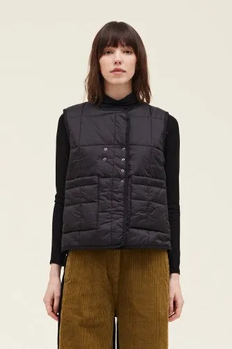 Black Quilted Mandarin Vest
