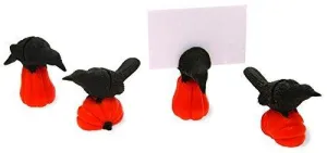 Black Raven and Pumpkin Placecard Holders