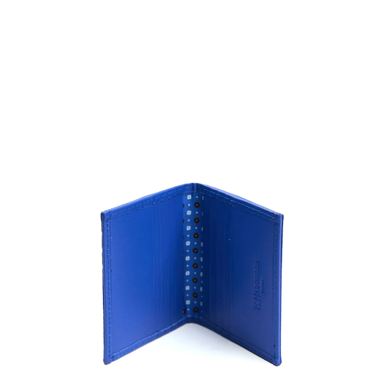 BLUETTE SILK AND LEATHER FOLDING CARD HOLDER