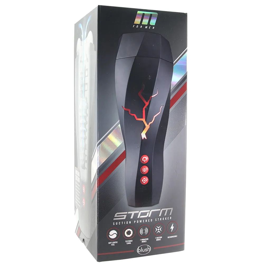Blush M for Men Storm Rechargeable Vibrating Suction Masturbator Black