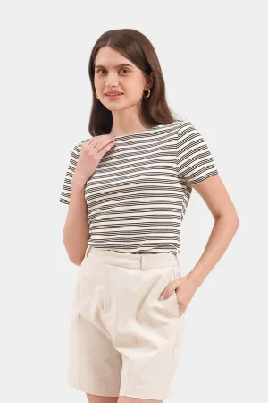 Boat Neck Striped Tee