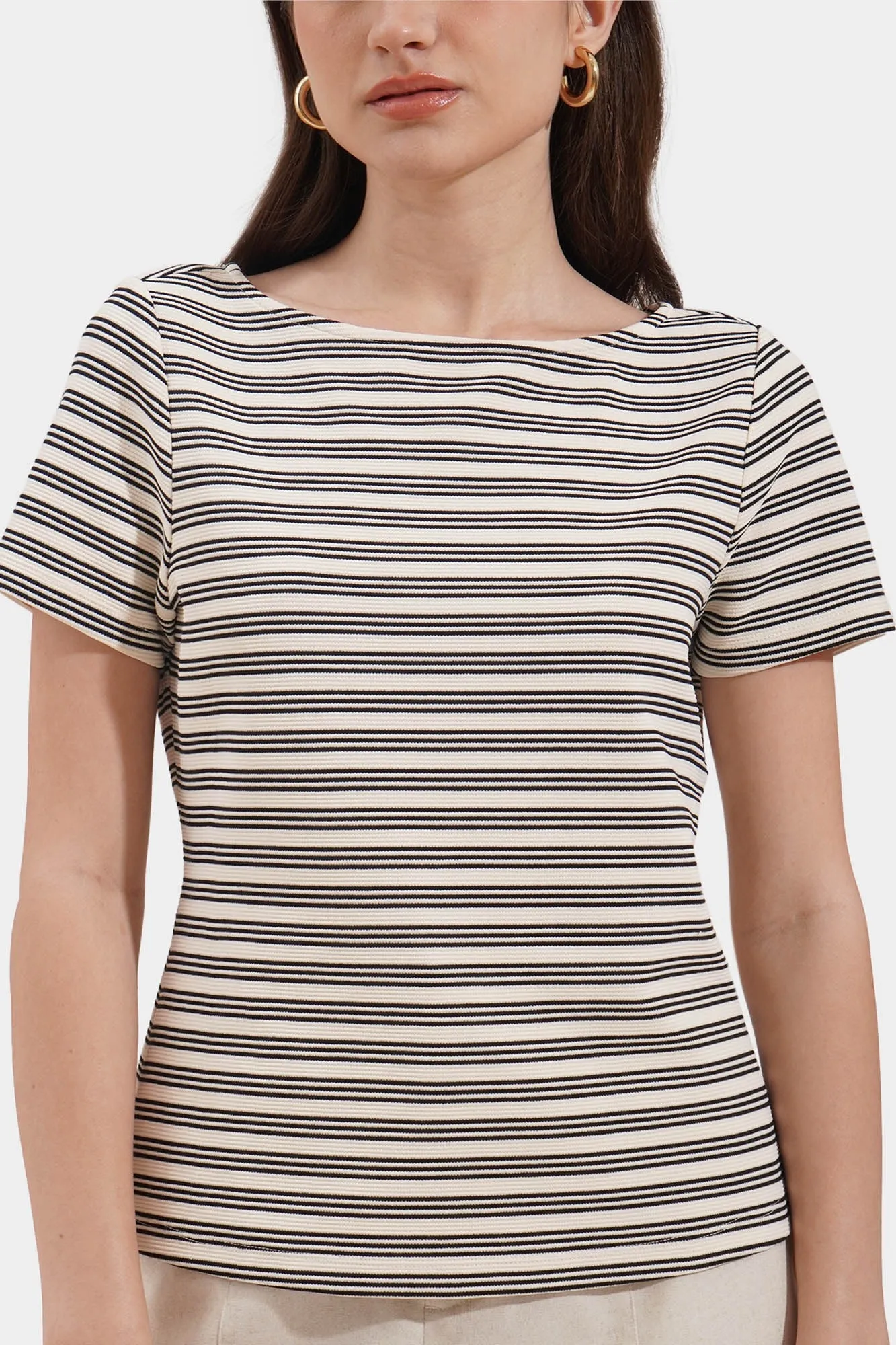Boat Neck Striped Tee