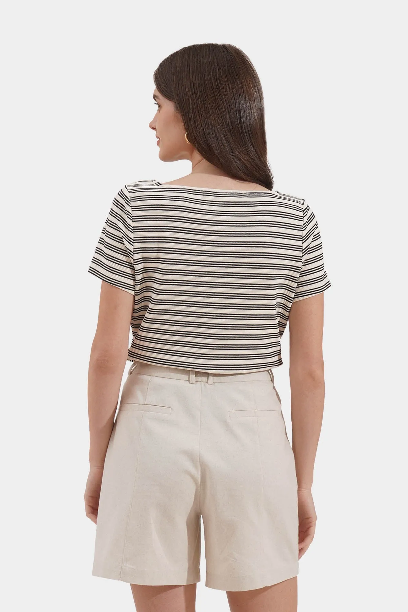 Boat Neck Striped Tee