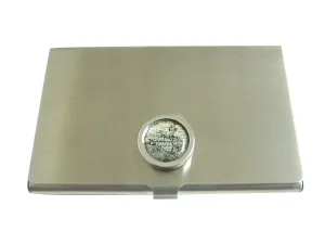 Bordered Old Style World Map Pendant Business Card Holder