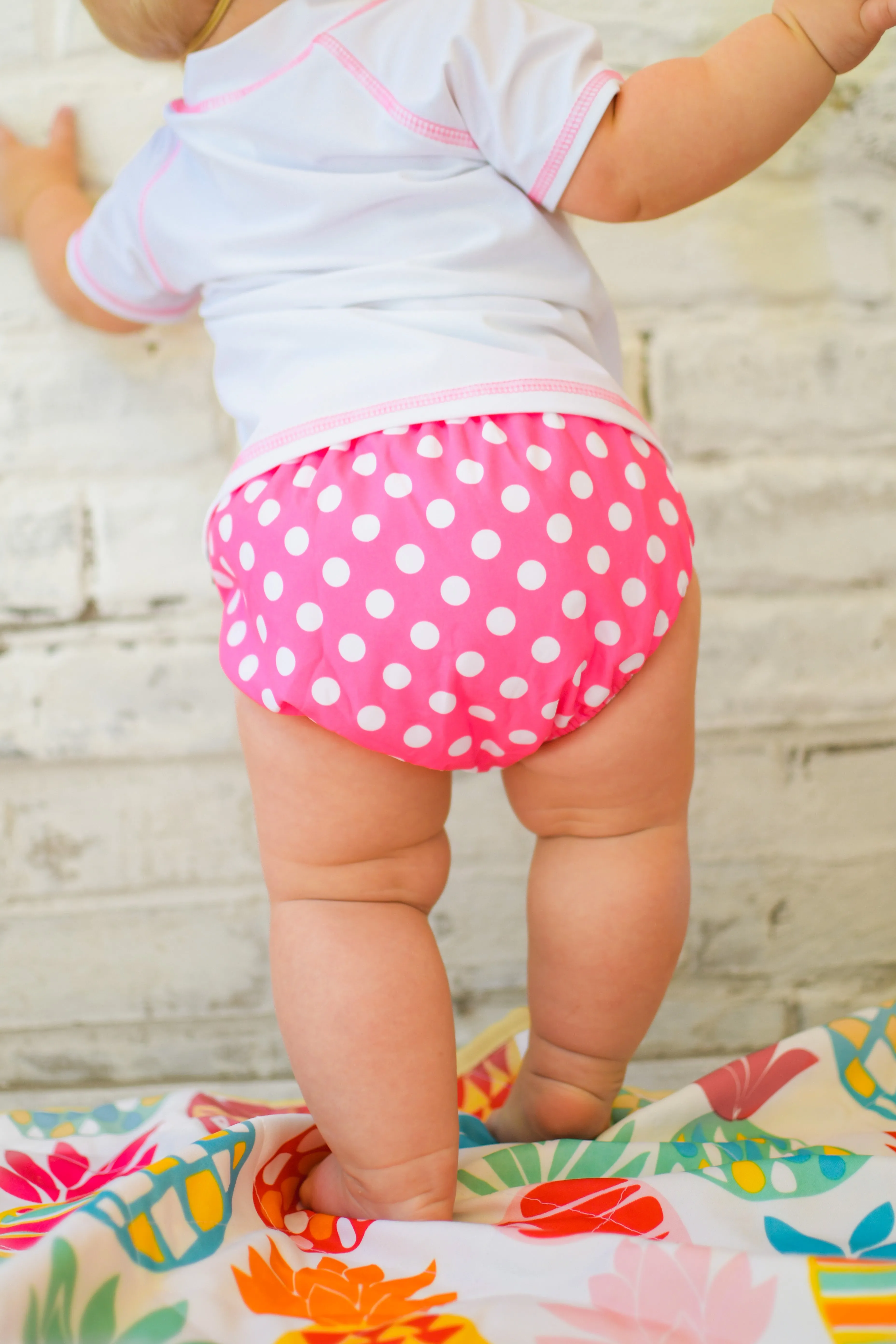 Boys and Girls Recycled Polyester UPF 50  Swim Diaper Cover | Pokadots Red