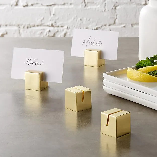Brushed gold place card holder (set of  4)