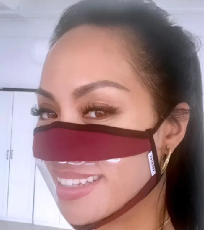 Burgundy Teacher Adult  Clear Window Mask Transparent Clear Mask by SACHIKA
