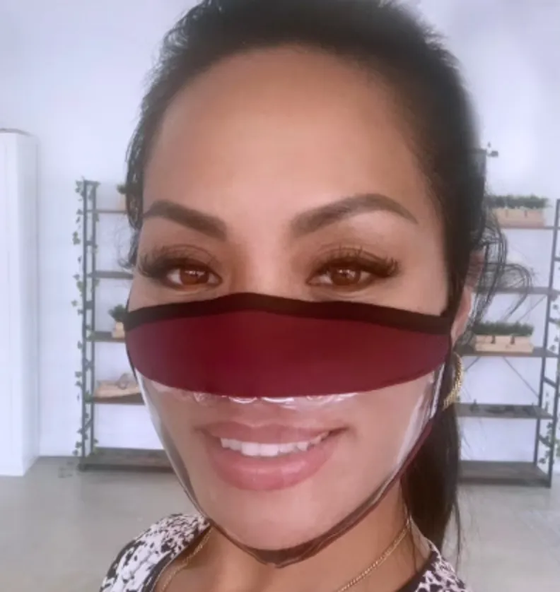Burgundy Teacher Adult  Clear Window Mask Transparent Clear Mask by SACHIKA