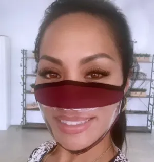 Burgundy Teacher Adult  Clear Window Mask Transparent Clear Mask by SACHIKA