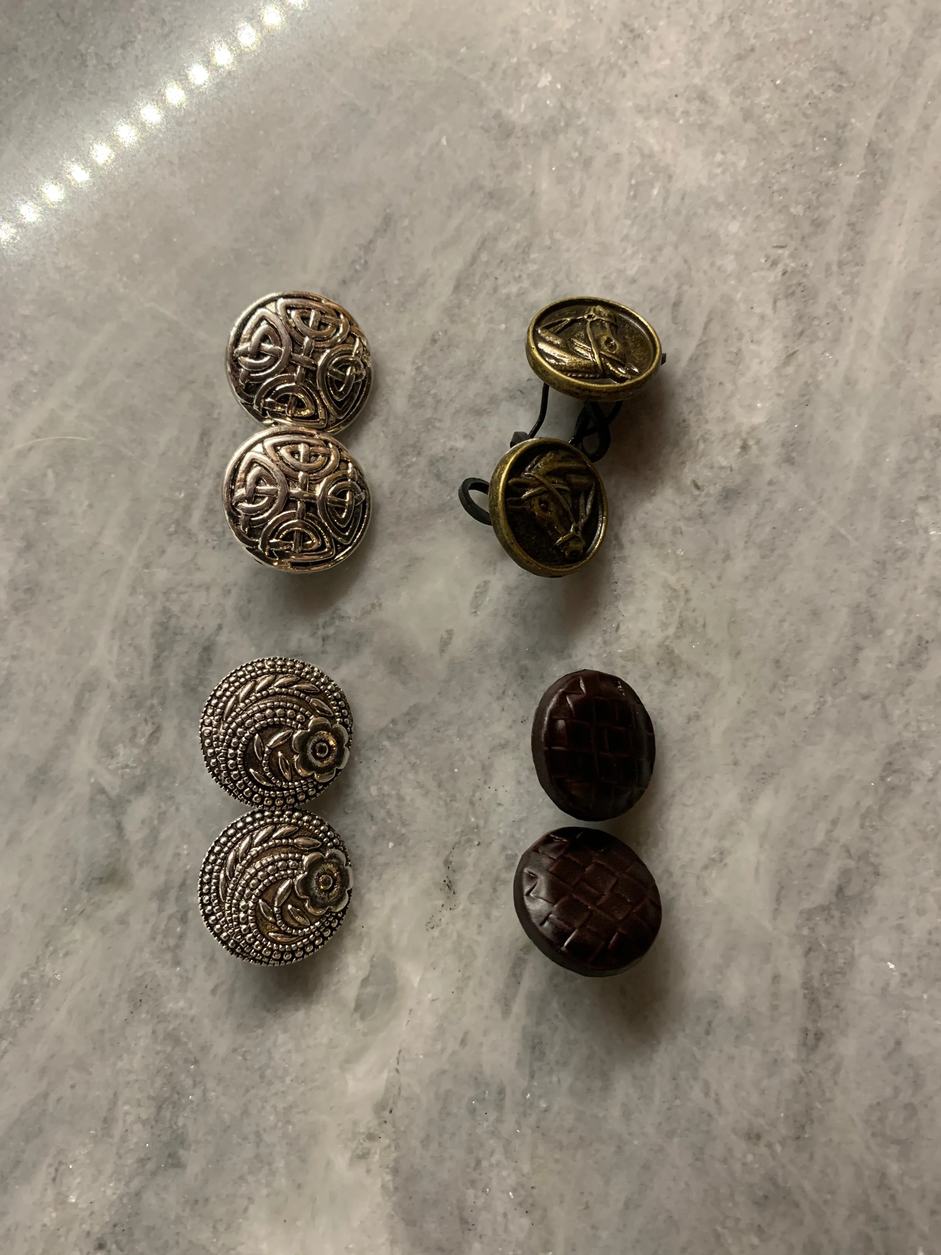 Button Ear Savers - Metal, Leather