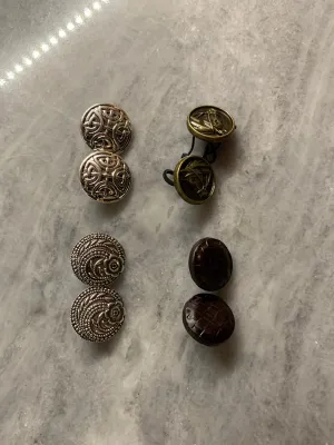 Button Ear Savers - Metal, Leather