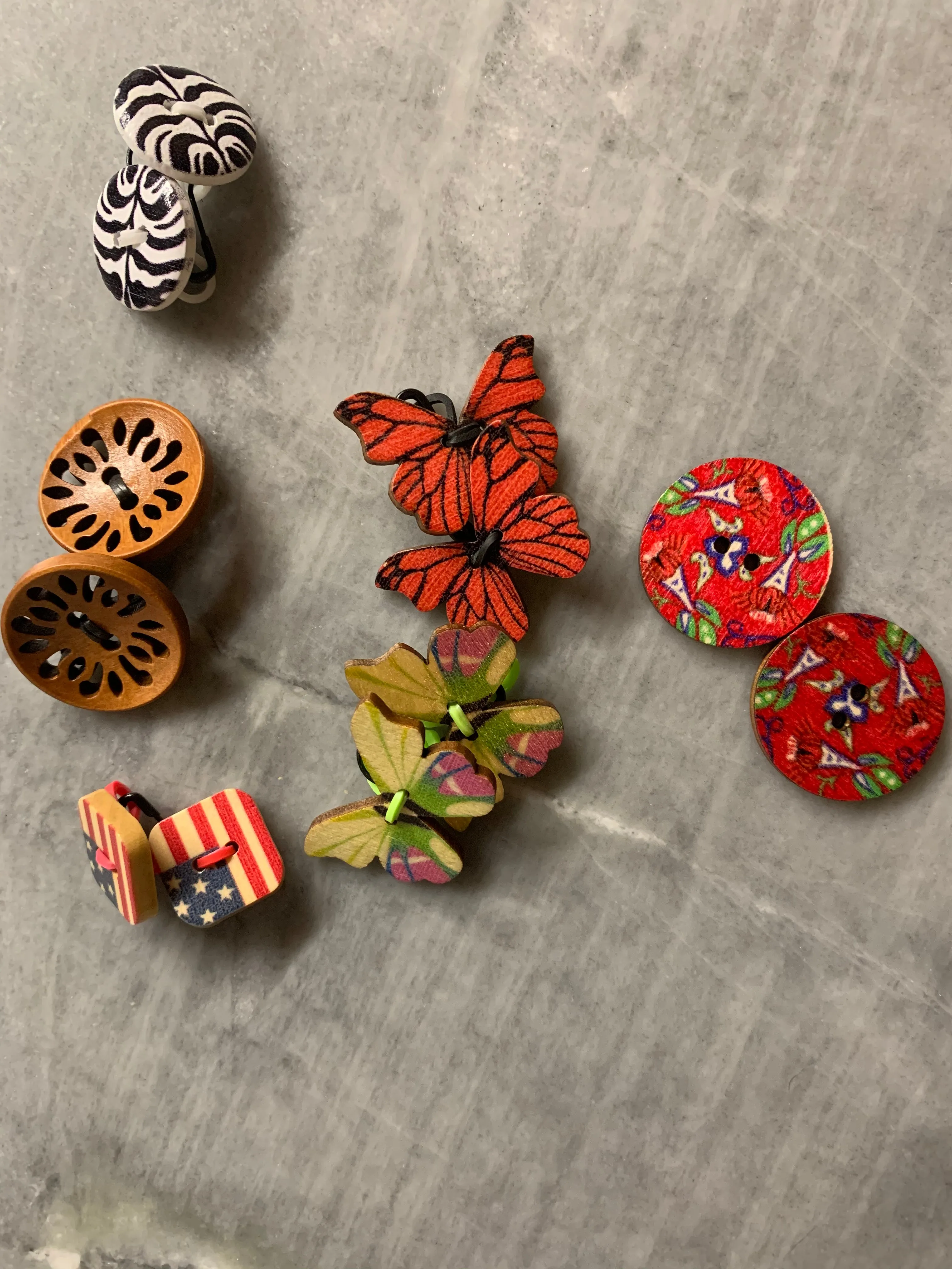 Button Ear Savers - Wood, Plastic