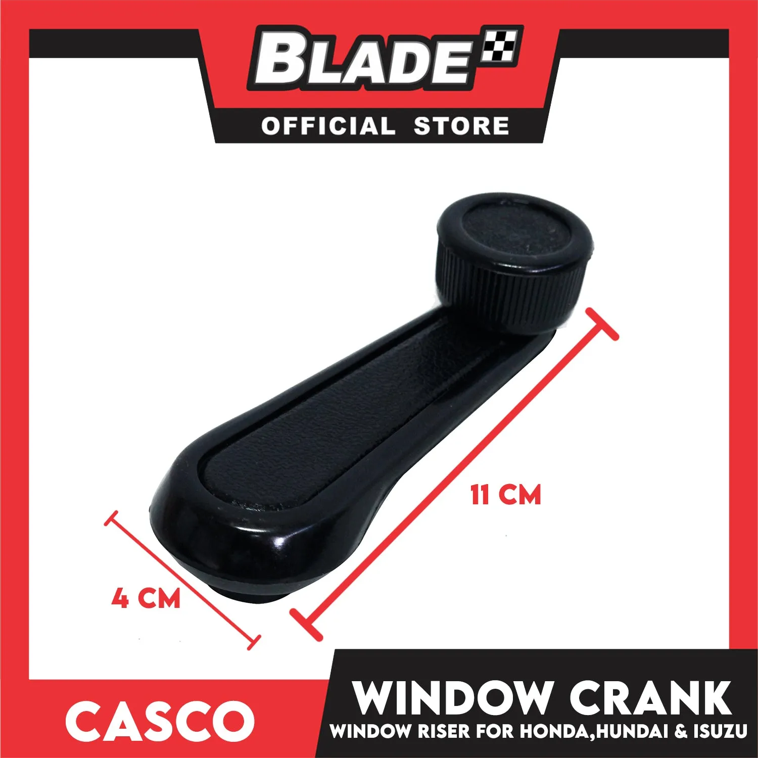 Casco Window Crank Riser U1021 (Black) Auto Window Handle for Honda, Hyundai, Isuzu, Kia, Mazda and etc.