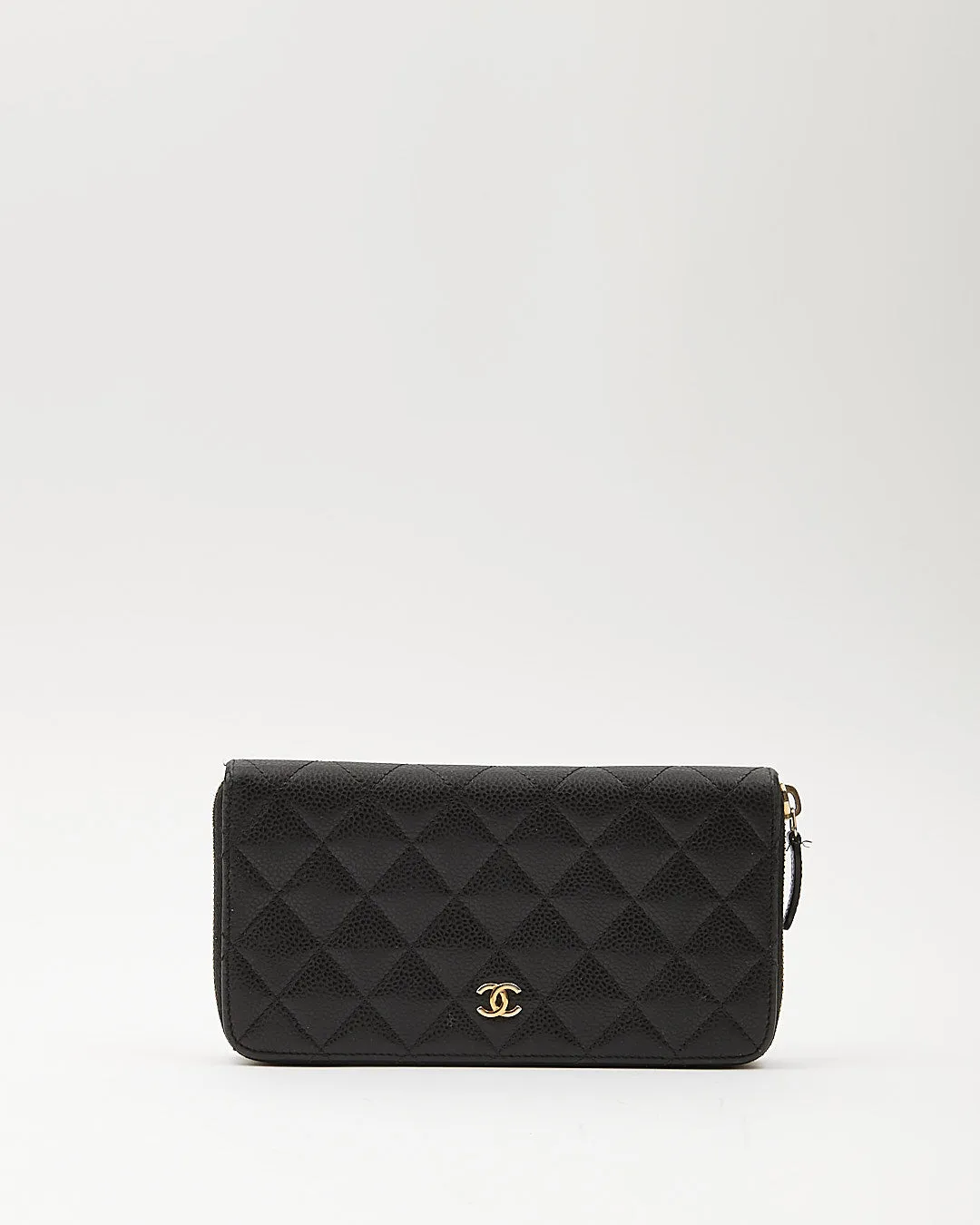 Chanel Black Caviar Leather Quilted Large Gusset Continental Wallet