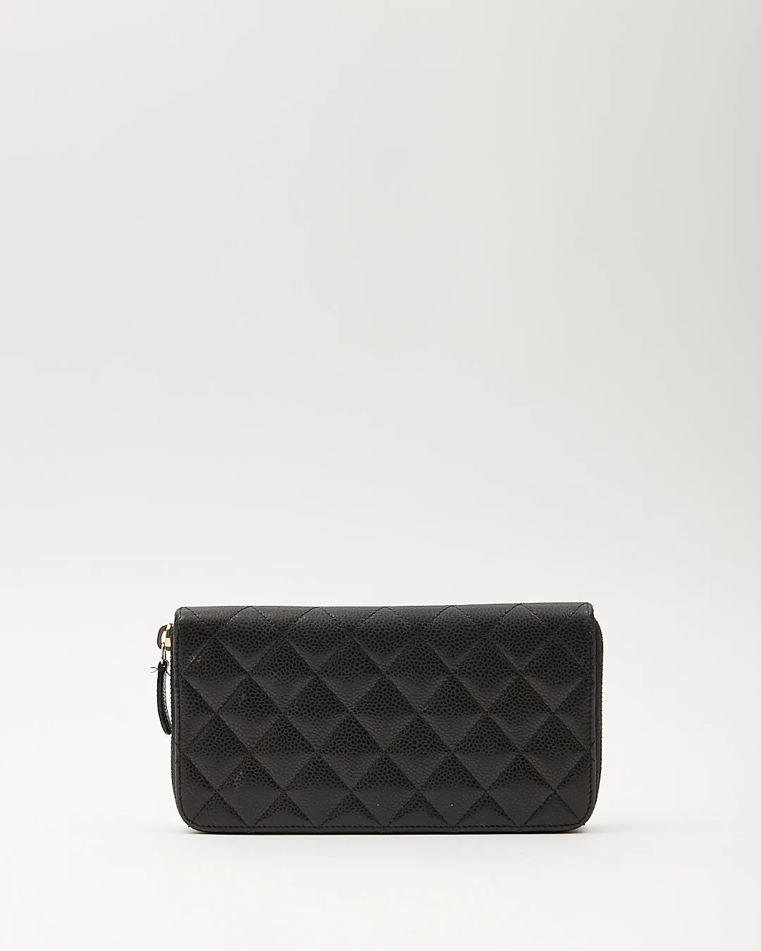 Chanel Black Caviar Leather Quilted Large Gusset Continental Wallet