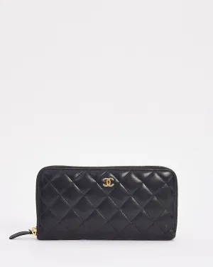 Chanel Black Quilted Leather Long Classic Wallet