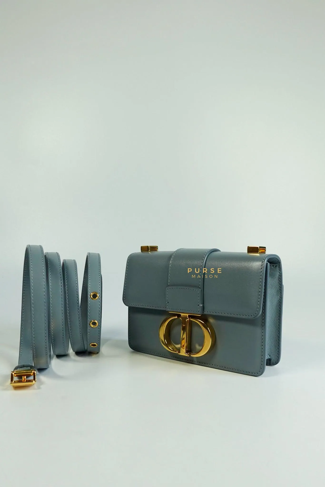 Christian Dior Micro 30 Montaigne Blue Gray Calfskin Bag