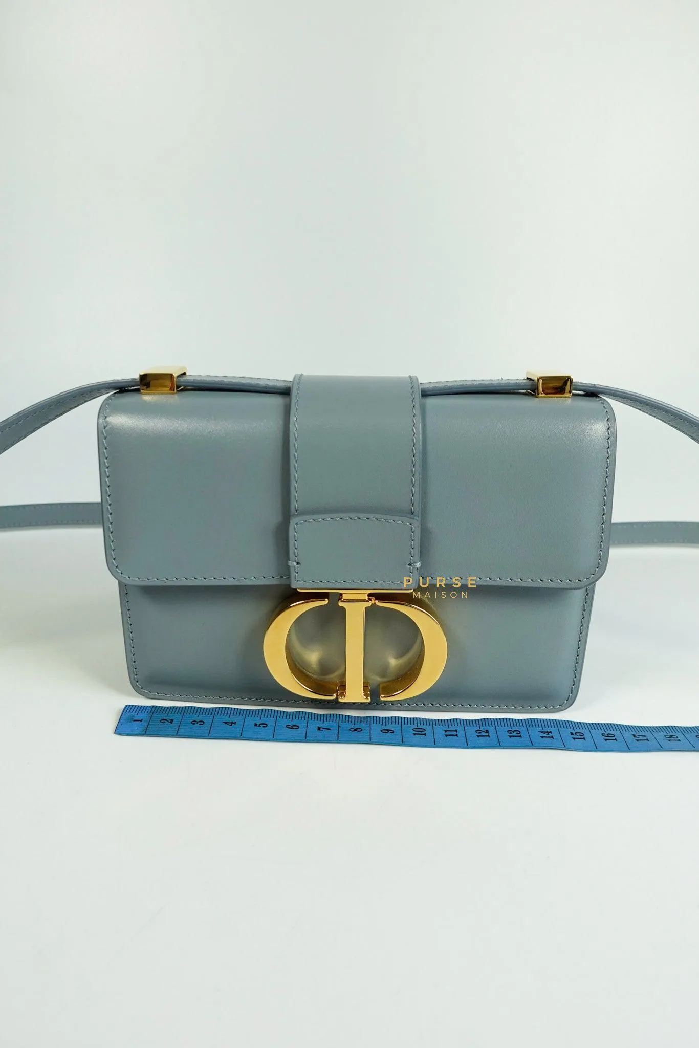 Christian Dior Micro 30 Montaigne Blue Gray Calfskin Bag