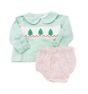 Christmas Tree Smocked Boys Diaper Set