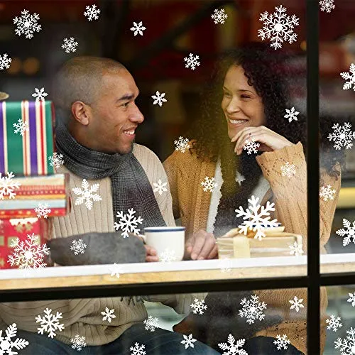 Christmas Window Clings Snowflakes Window Decals Static Window Stickers for Christmas Decorations Window Décor Ornaments Xmas Party Supplies Thanksgiving Party Décor LUDILO 135Pcs