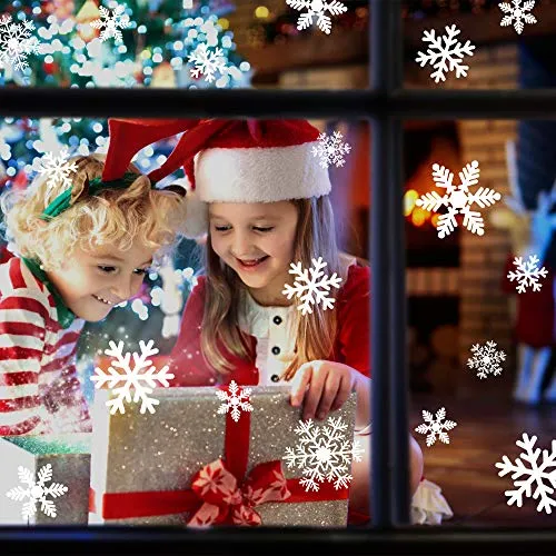 Christmas Window Clings Snowflakes Window Decals Static Window Stickers for Christmas Decorations Window Décor Ornaments Xmas Party Supplies Thanksgiving Party Décor LUDILO 135Pcs