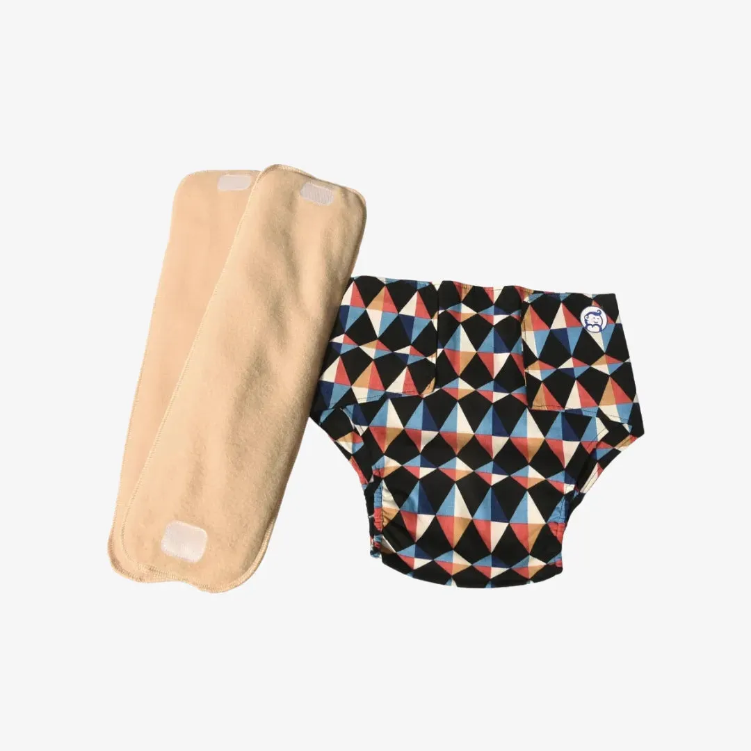 Cloth Diaper | Kaleido | Velcro Closure | Wrap On Style | With 2 Diaper Pads Free