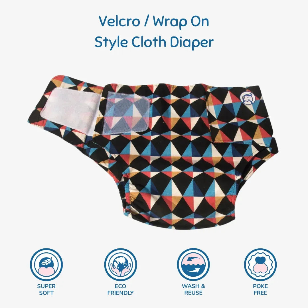 Cloth Diaper | Kaleido | Velcro Closure | Wrap On Style | With 2 Diaper Pads Free