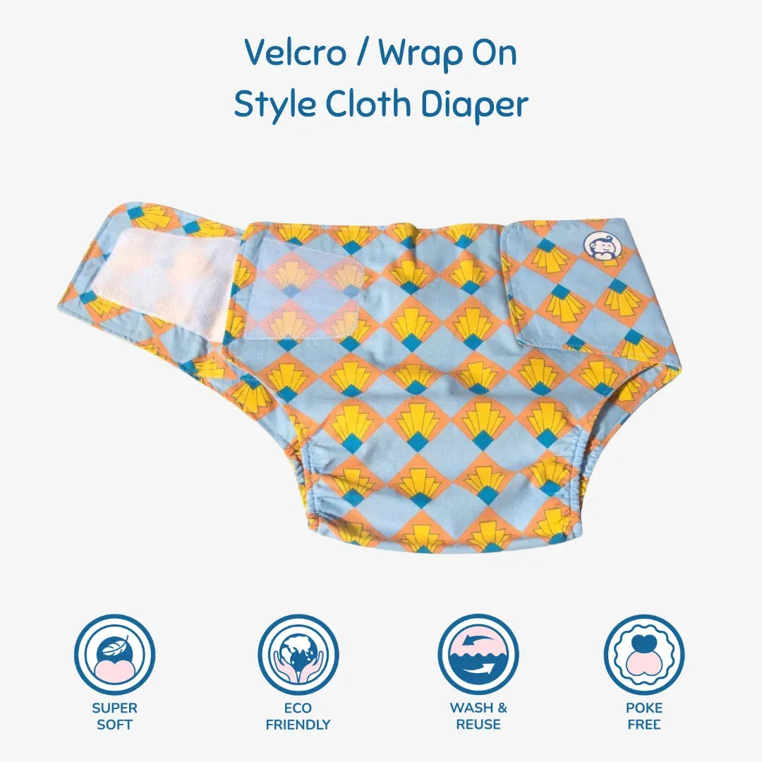 Cloth Diaper | Shell Blitz | Velcro Closure | Wrap On Style | With 2 Diaper Pads Free
