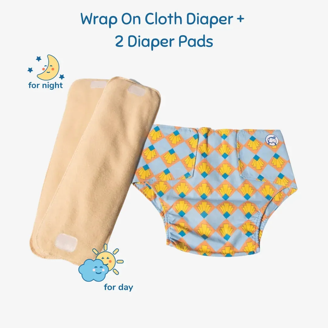 Cloth Diaper | Shell Blitz | Velcro Closure | Wrap On Style | With 2 Diaper Pads Free