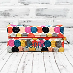 Colored Dots Personalized Quilted Pouch