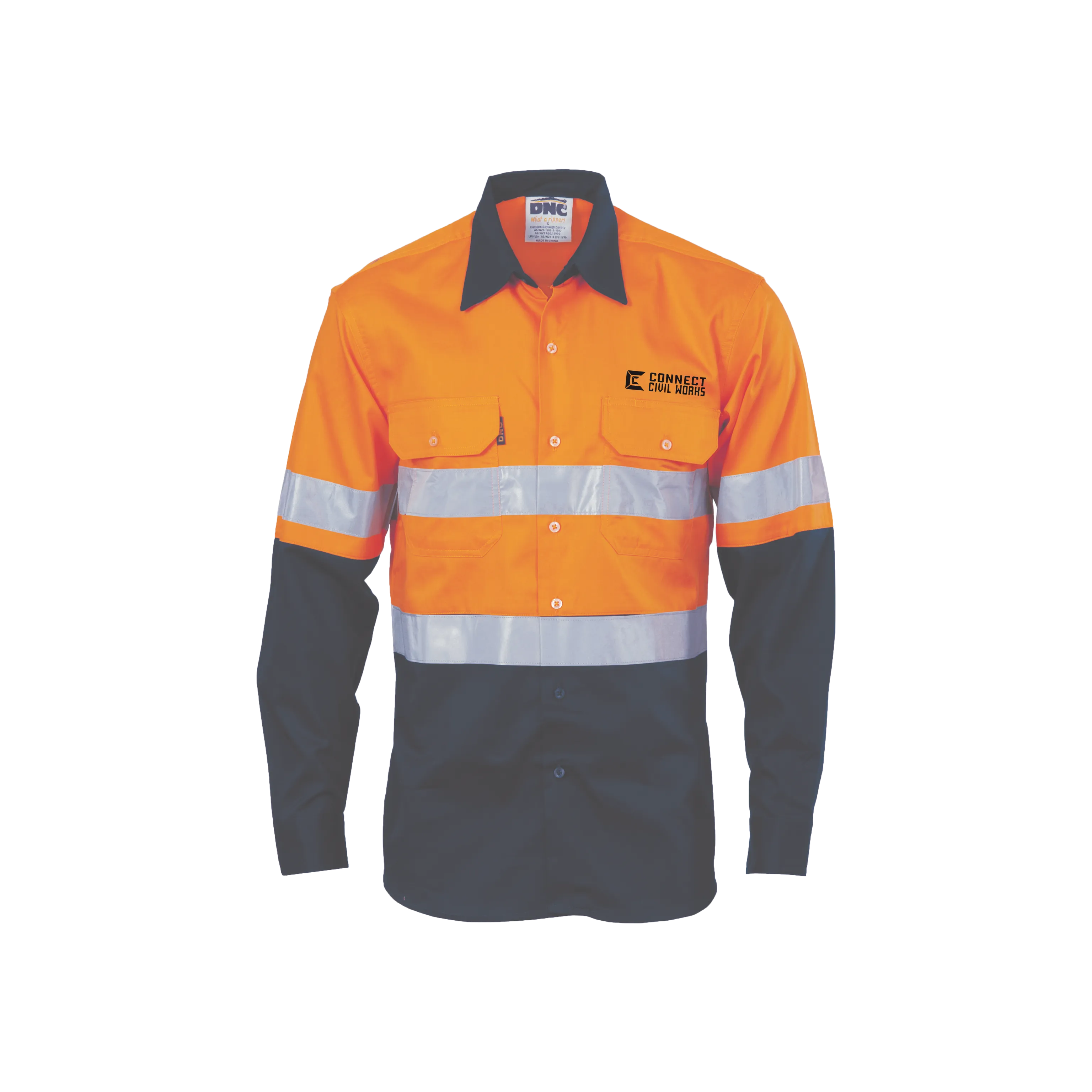 Connect Civil Works | HiVis Cool-Breeze Cotton Shirt  - Long sleeve
