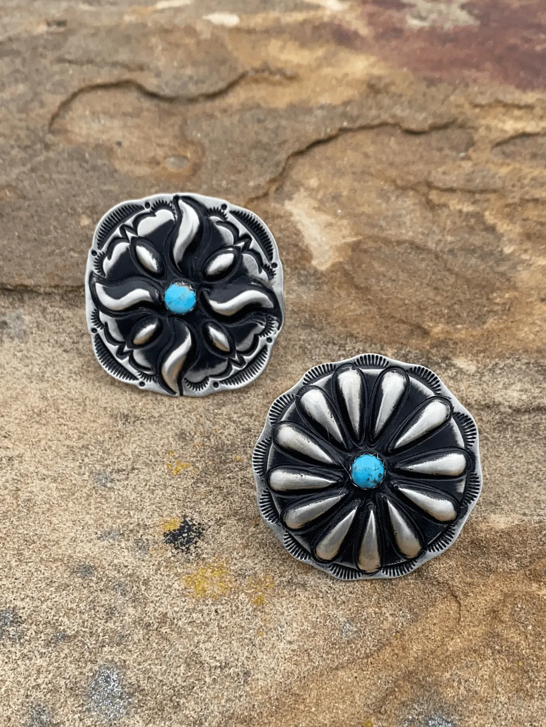 Cora Sterling Concho & Turquoise Ring - 8.5