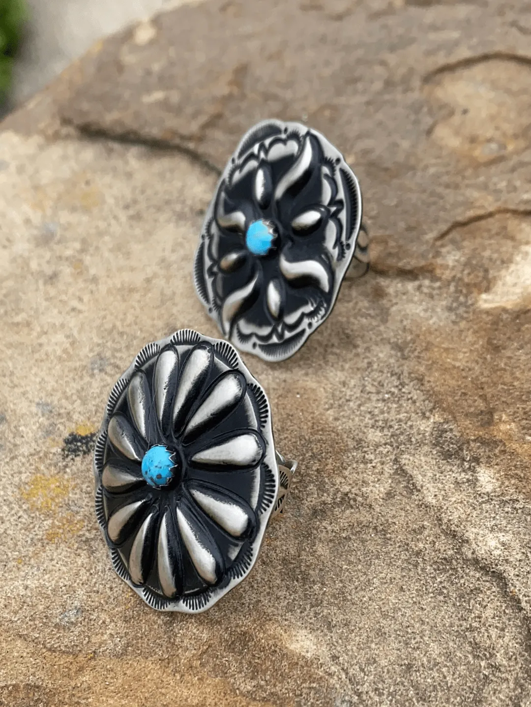 Cora Sterling Concho & Turquoise Ring - 8.5