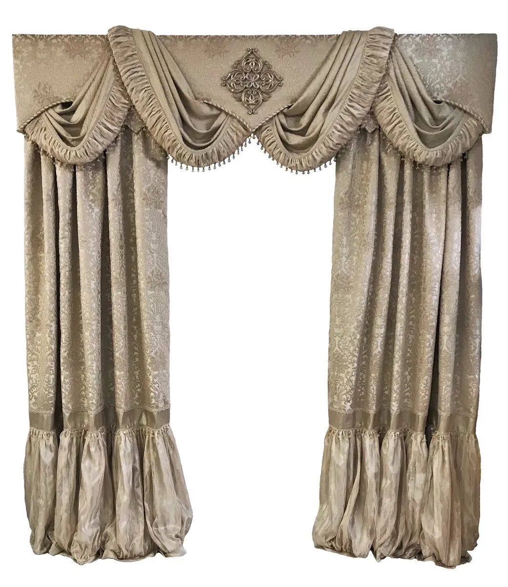 Cornice Board with Swags and Decorative Curtain Panels *Available in ANY of our Fabrics