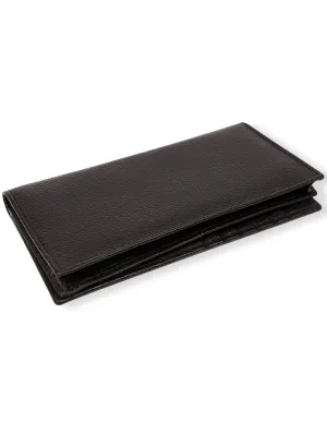 Cow Leather Wallet Black – Long Bifold with Zipper