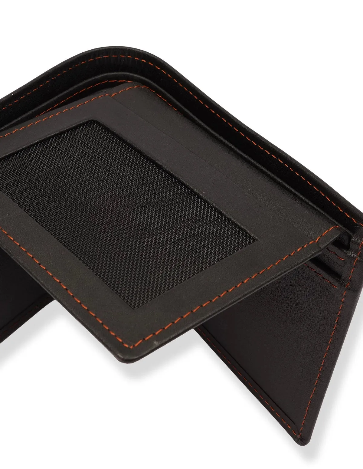 Cow Leather Wallet Black – Trifold with ID Window